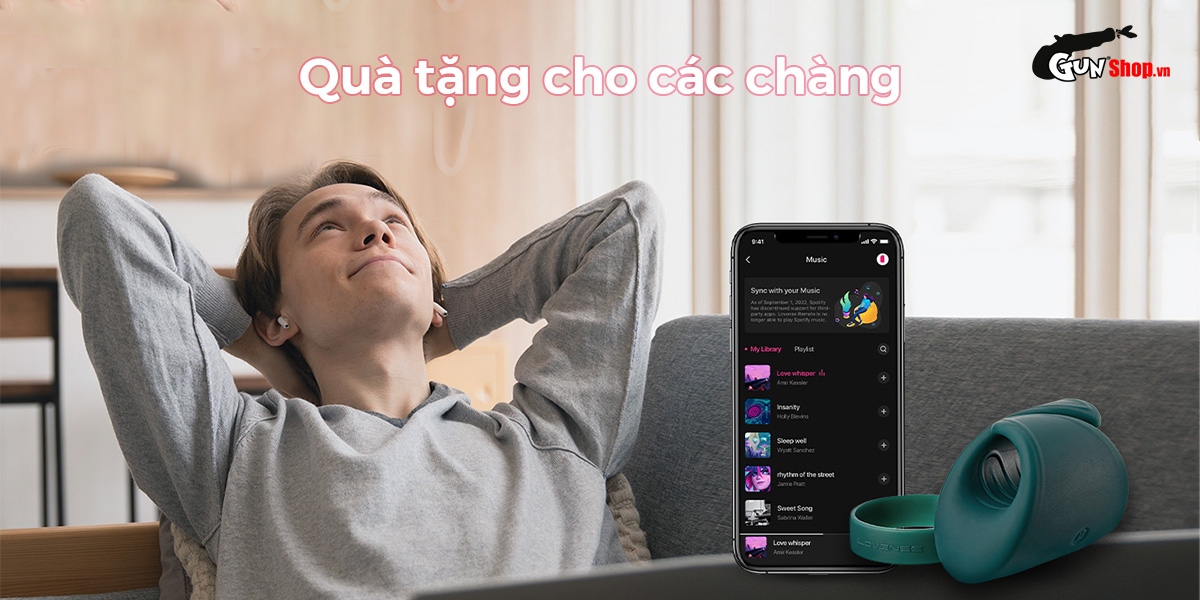 Vòng đeo dương vật Lovense Gush điều khiển app tăng cực khoái
