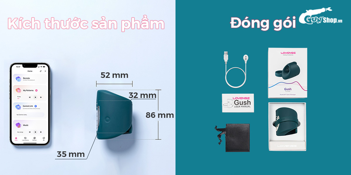 Vòng đeo dương vật Lovense Gush điều khiển app tăng cực khoái