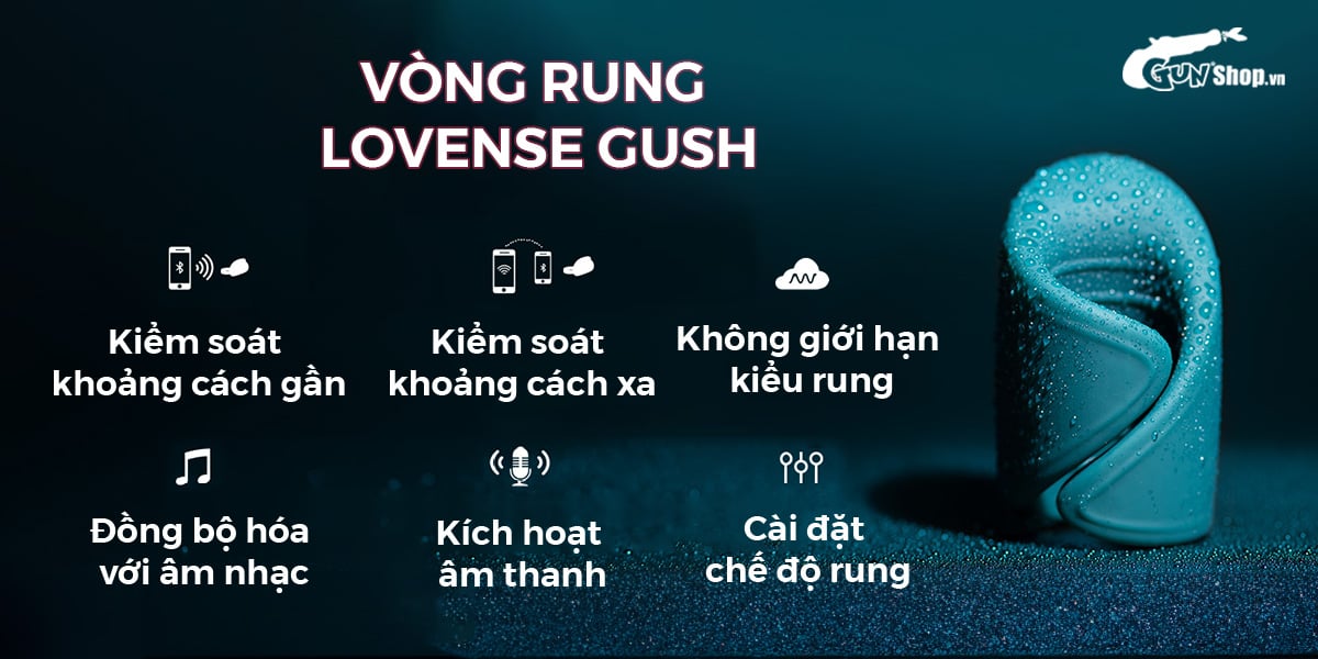 Vòng đeo dương vật Lovense Gush điều khiển app tăng cực khoái