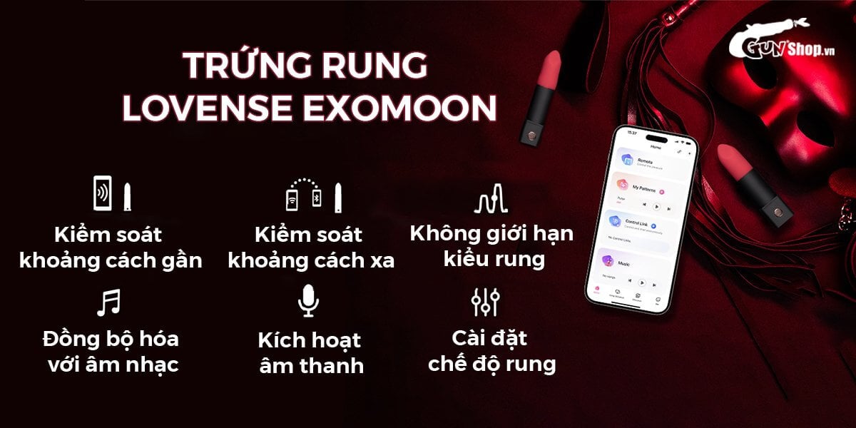 Lovense Exomoon Mini nhỏ gọn trứng rung siêu mạnh điều khiển app Lovense Exomoon Mini nhỏ gọn trứng rung siêu mạnh điều khiển app