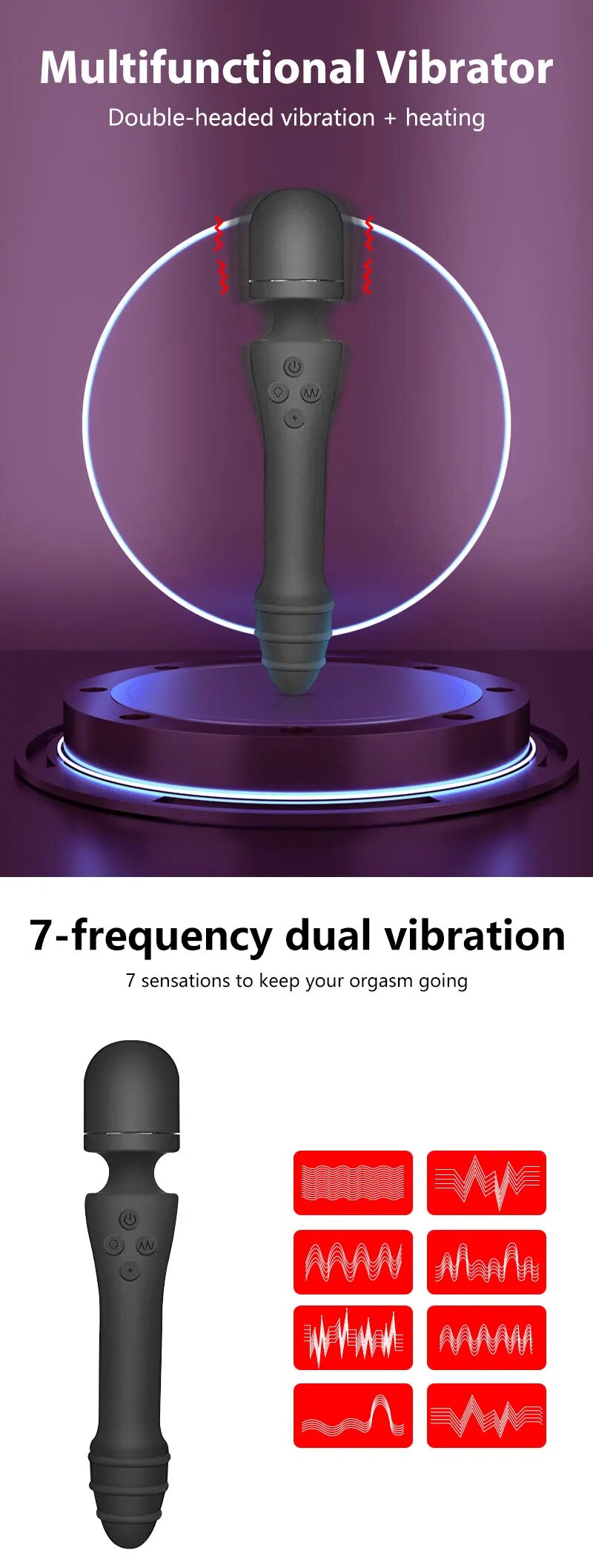 Chày rung 2 đầu AV Stick toả nhiệt kích thích điểm G, massage cực sướng