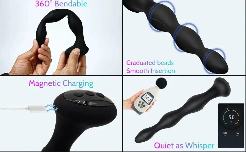  Kho sỉ Que rung hậu môn dạng chuỗi toả nhiệt silicon siêu mềm có thể uốn cong mới nhất