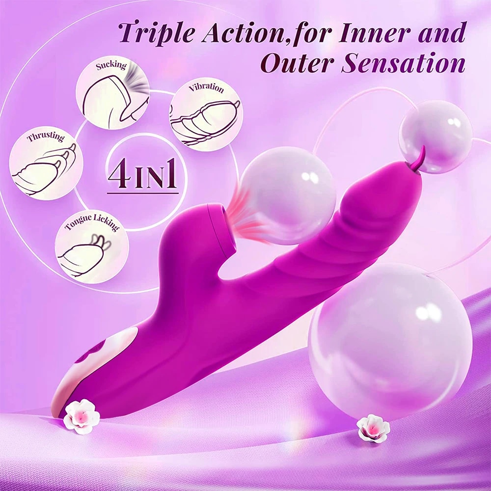  Nhập sỉ Dương vật giả đa năng rung ngoáy thụt hút lưỡi liếm mút toả nhiệt giá rẻ