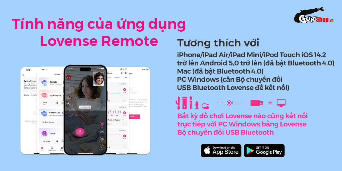 Chày rung Lovense Domi 2 không dây, điều khiển app, kích thích mạnh
