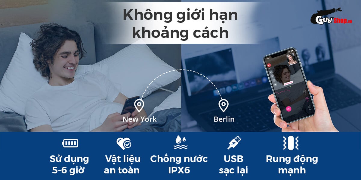 Chày rung Lovense Domi 2 không dây, điều khiển app, kích thích mạnh
