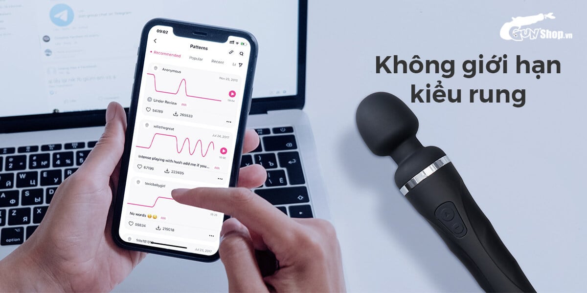 Chày rung Lovense Domi 2 không dây, điều khiển app, kích thích mạnh