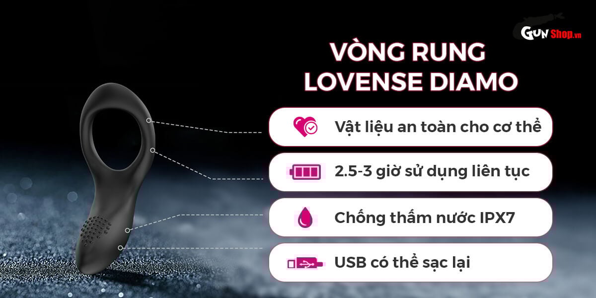  Bỏ sỉ Vòng đeo dương vật Lovense Diamo 10 chế độ rung điều khiển qua app chính hãng