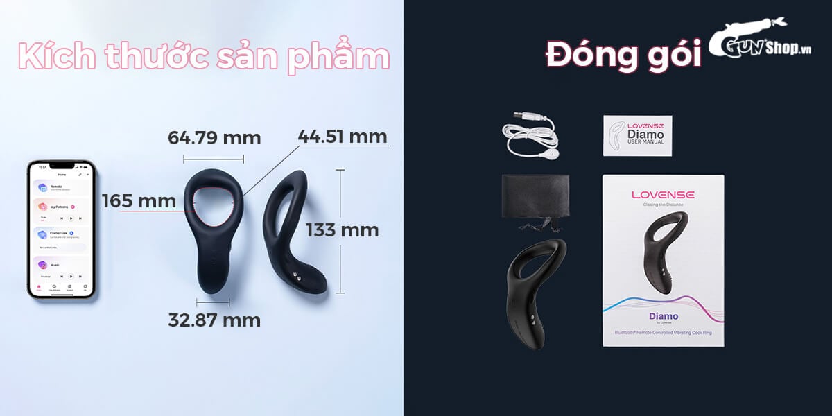  Bỏ sỉ Vòng đeo dương vật Lovense Diamo 10 chế độ rung điều khiển qua app chính hãng