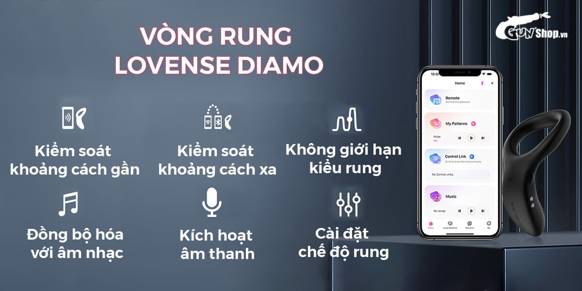  Bỏ sỉ Vòng đeo dương vật Lovense Diamo 10 chế độ rung điều khiển qua app chính hãng